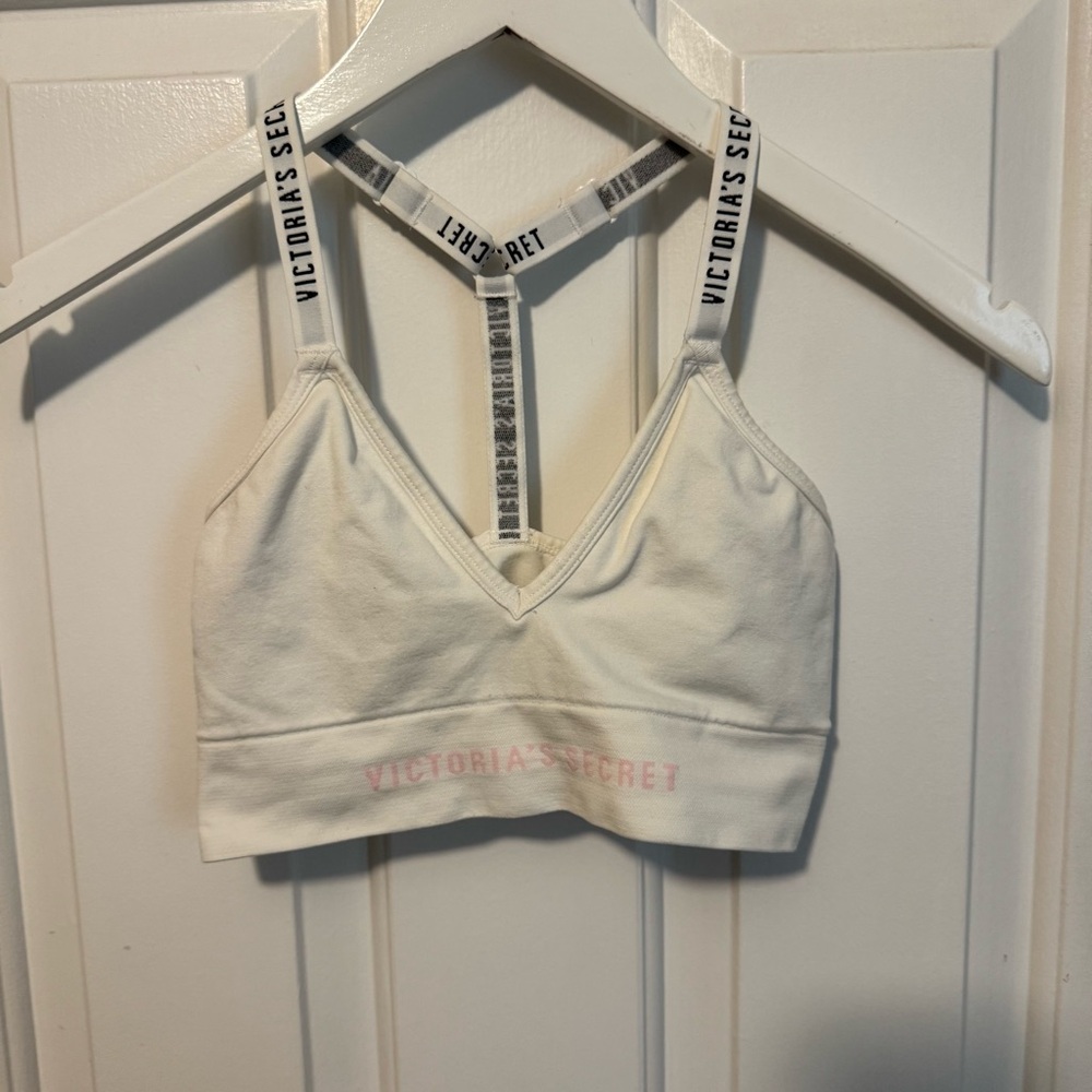 Victoria's Secret Y strap White Bralette with Logo Straps